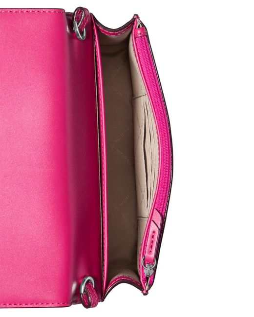 Michael Kors Pink Michael Jet Set Leather Flap Chain Crossbody