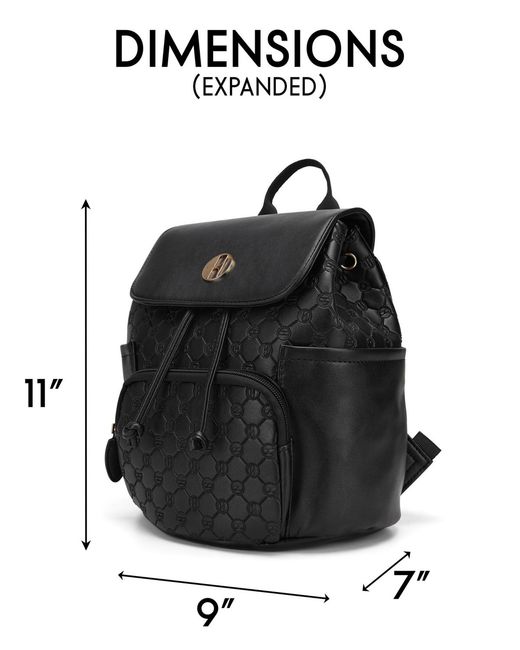 Elle Black Compass 11" Monogram Mini Backpack