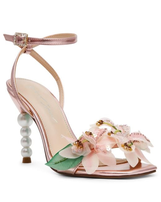 women's kirra floral beaded platform dress sandals Betsey Johnson Kasie Pearl Heel in Pink Block heels Size:EU 41 YGroup_5JSW8721 ZAPAKASA Women Sheath Dusty Finished with a block