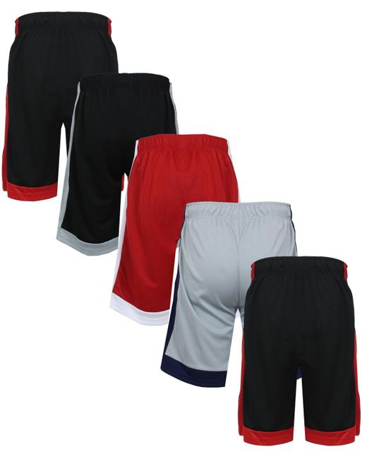 Galaxy By Harvic Red 5-pack Lightweight Breathable Moisture Wicking Mesh Shorts for men