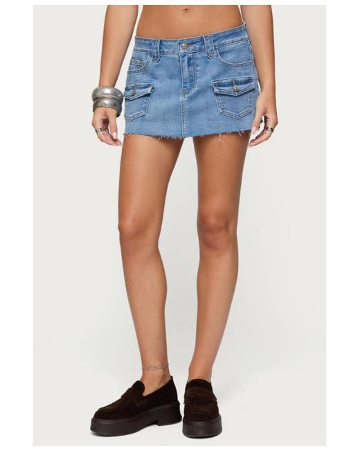 Edikted Blue Lury Denim Mini Skort
