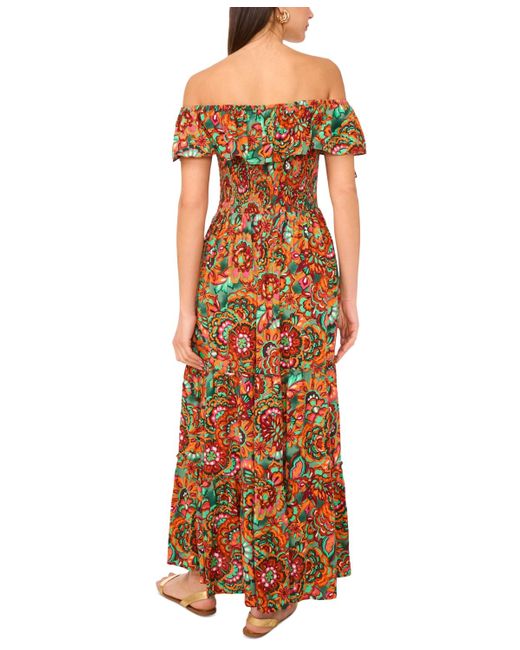 Vince Camuto Orange Off-the-shoulder Tiered Maxi Dress