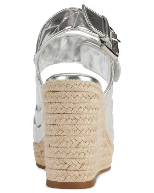 Karl Lagerfeld Metallic Carolyna Embellished Espadrille Wedge Sandals