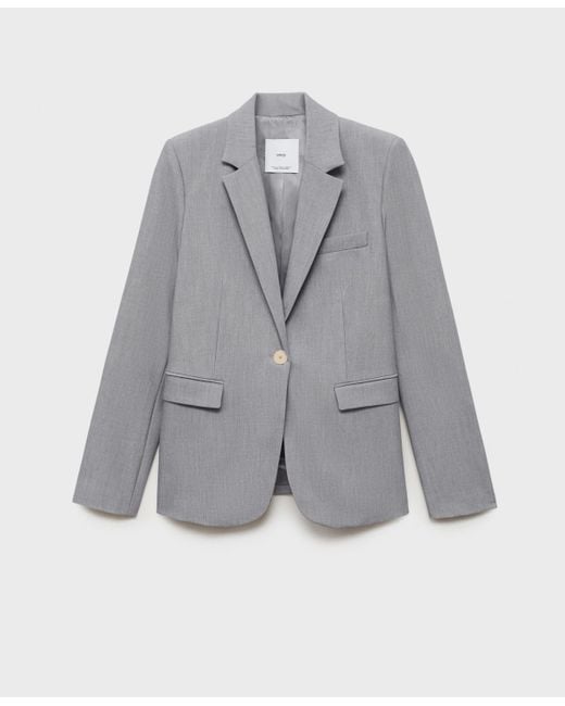 Mango Gray Fitted Suit Jacket
