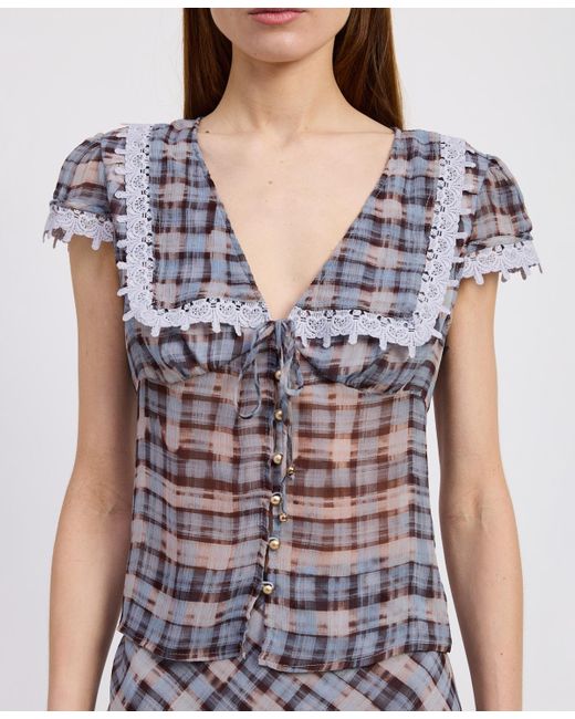 En Saison Purple Briar Short Sleeve Top