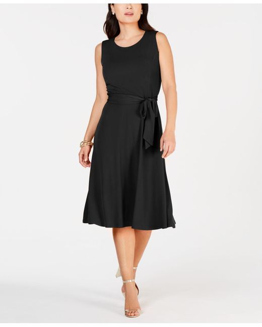 black tie waist midi dress