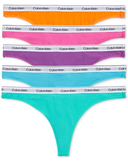 Calvin Klein Purple 5-pk. Modern Logo Low-rise Thong Underwear Qd5221