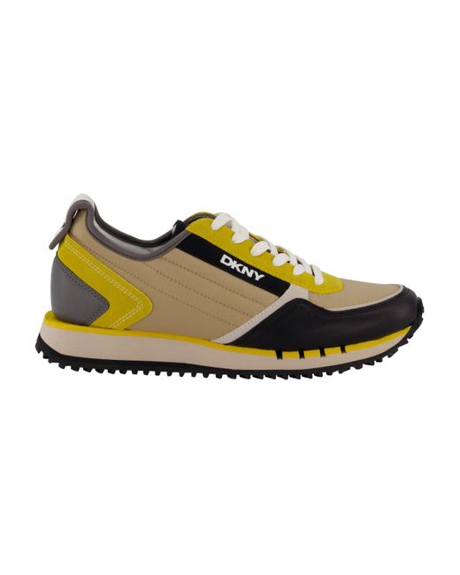 DKNY Yellow Mixed Media Runner Sneakers for men