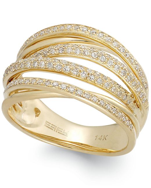Effy Metallic D'oro By Effy® Diamond Crossover Ring In 14k Gold (1/2 Ct. T.w.)