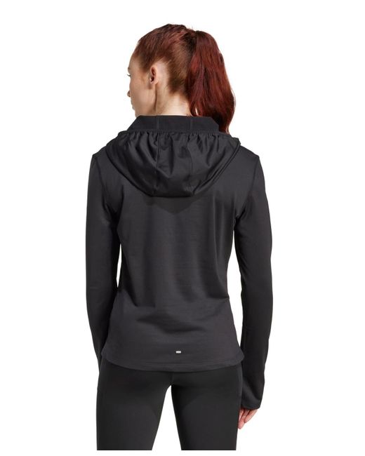 Adidas Black Own The Run Winterized Half-zip Running Hoodie Sweatshirt