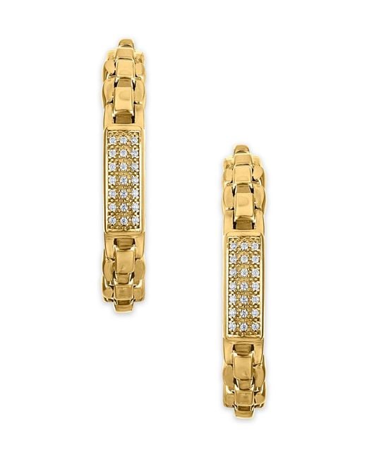 Macy's Metallic Diamond Bar Box Chain J-hoop Earrings (1/4 Ct. T.w.