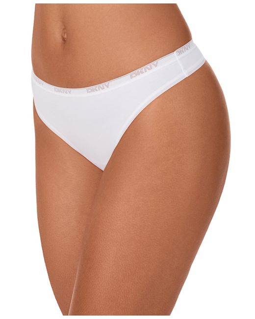DKNY White Low-rise Cotton Thong Underwear Dk8461