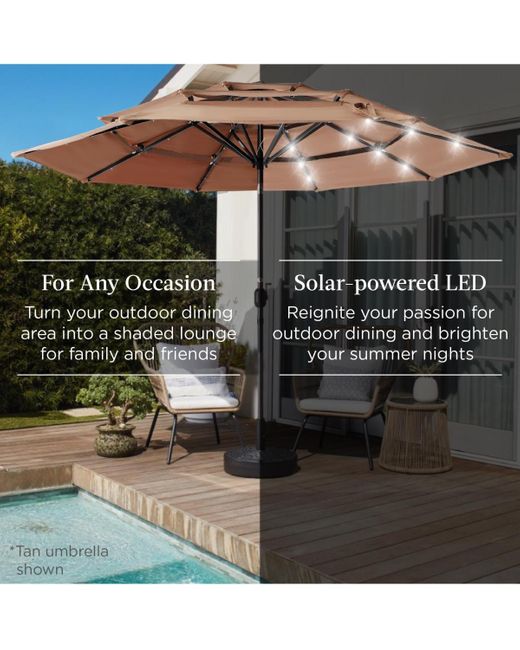 Best Choice Products Green 10ft 3-tier Solar Patio Umbrella W/ 24 Led Lights