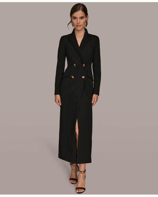 chinese dress ladies Long Sleeve Double Breasted Maxi Coat Dress | Gown main image 1
