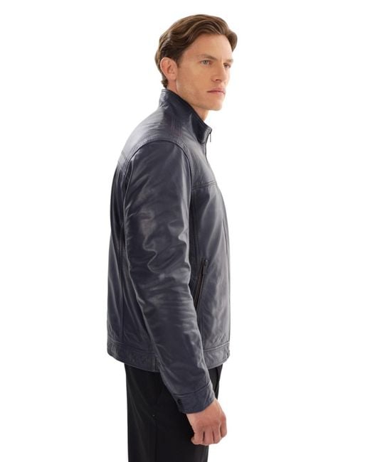 Regency Leathers Blue Adrian Leather Jacket for men