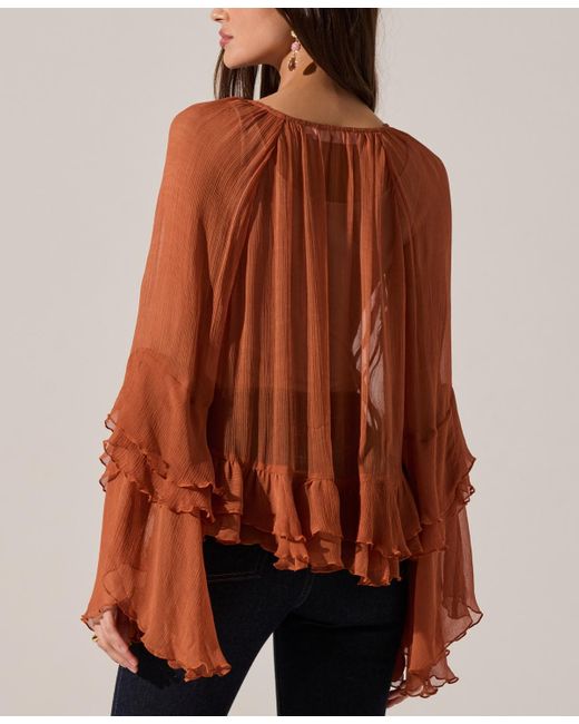 Astr Brown Margaery V-neck Top