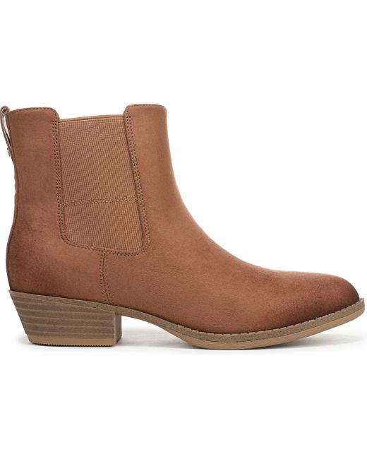 Dr. Scholls Brown Mara Stacked Block Heel Chelsea Short Boots