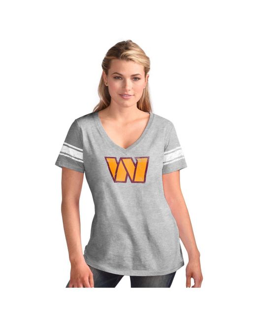 G-III 4Her by Carl Banks White Washington Commanders First Pick Distressed V-neck T-shirt