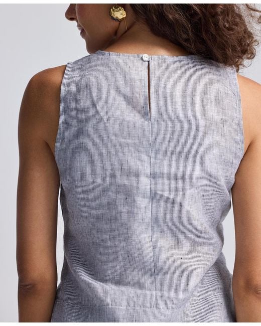 REISTOR Blue Front-tie Top