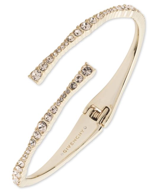 Givenchy Natural Silk Crystal Stone -tone Cuff Bracelet