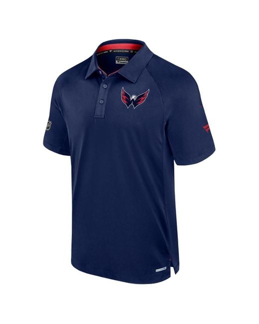 Fanatics Blue Â Washington Capitals Authentic Pro Rink Raglan Polo Shirt for men