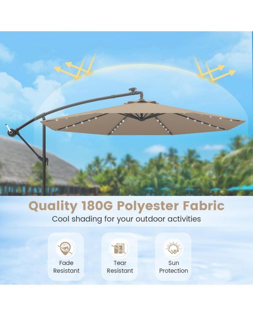 Mecale White 10 Feet Solar Offset Hanging Umbrella