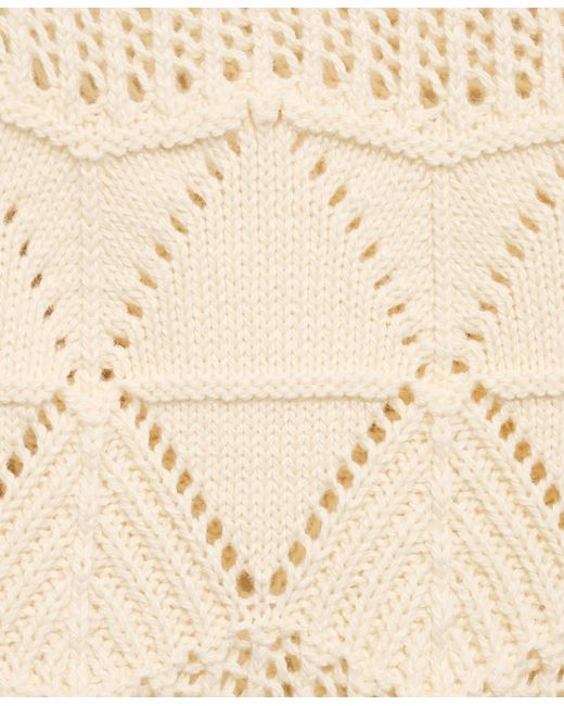Mango White Ruffled Openwork Knit Sweater Vest