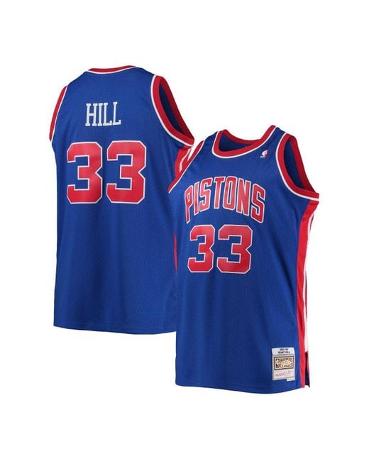 Mitchell & Ness Grant Hill Blue Detroit Pistons Big And Tall Hardwood