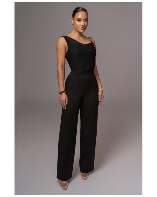 JLUXLABEL Black Shanti Faux Buckle Top