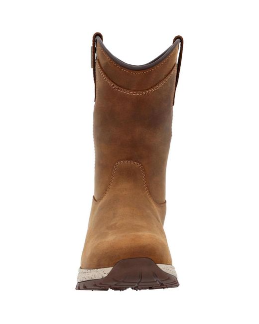 Georgia Boot Brown Eagle Trail Waterproof Pull-on Work Boot