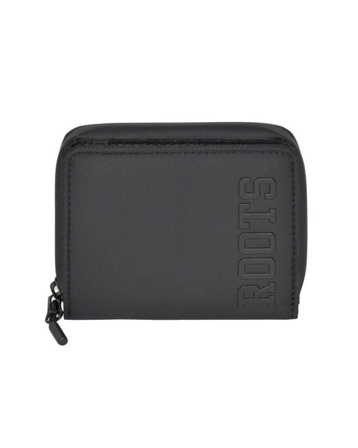 ROOTS Black Compact Zip Around Snap Wallet for men