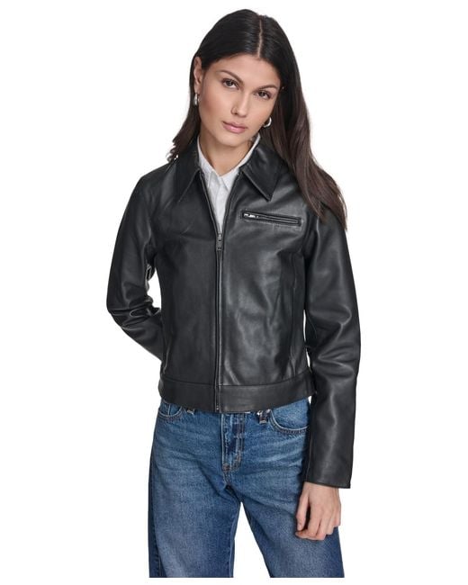 Levi's Blue Real Leather Laydown Collar Jacket