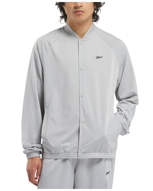 Reebok Gray Regular-fit Snap-front Basketball Jacket for men