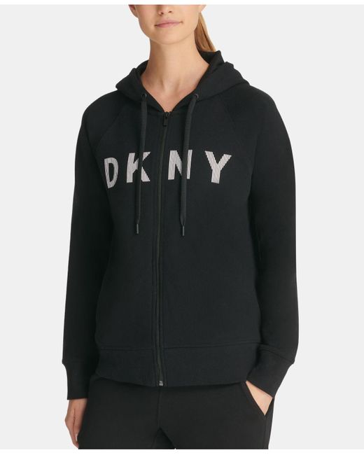 DKNY Black Logo Zip Hoodie