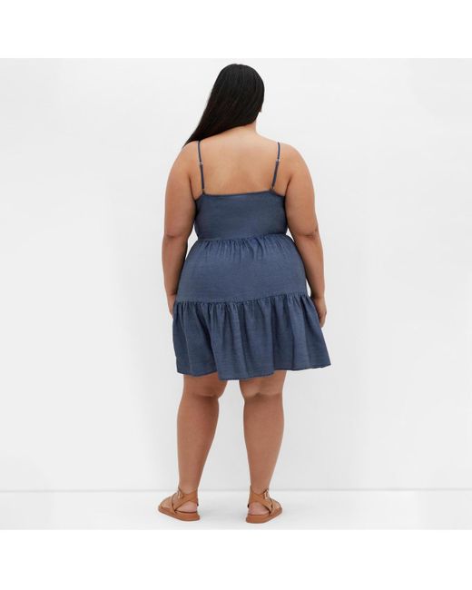 City Chic Blue Plus Size Sweet Tiers Mini Dress