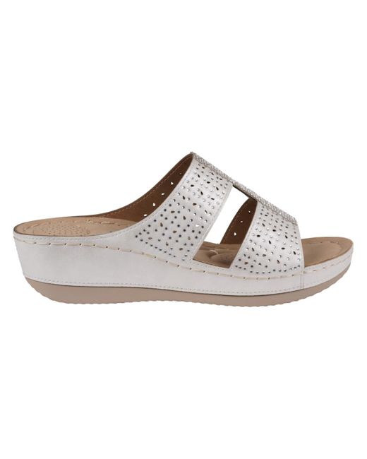 Gc Shoes White Carrie Embellished Wedge Sandals