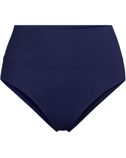 Lands' End Blue Chlorine Resistant Pinchless High Waisted Bikini Bottoms