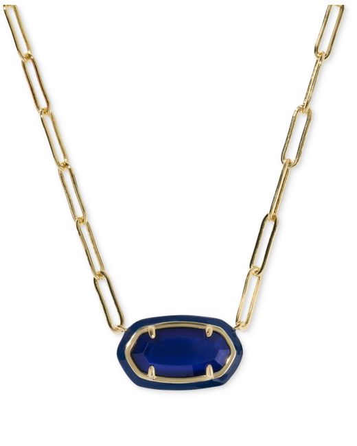 Kendra Scott Blue Elisa Enamel Frame Paperclip Necklace