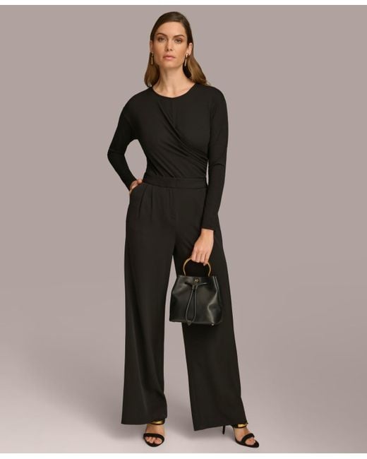 Donna Karan Black Long Sleeve Bodysuit