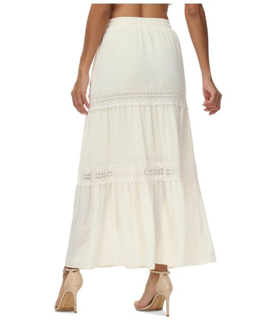 Frye Natural Jules Cotton Lace-trim Tiered Maxi Skirt