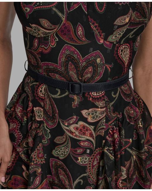 BCBGMAXAZRIA Brown Printed Sweetheart Neck Midi Dress