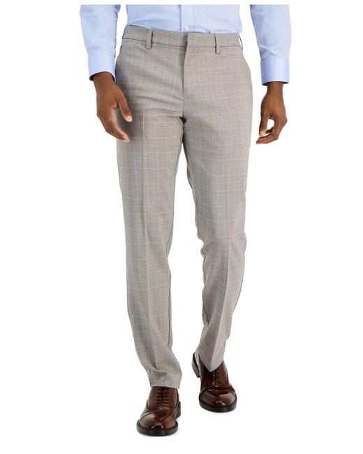 Perry Ellis Portfolio Synthetic Essentials Slimfit Stretch Glen Plaid