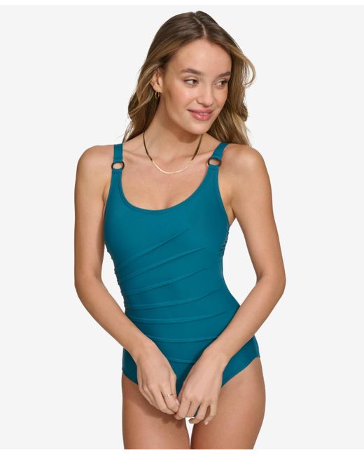 DKNY Blue One-piece Starburst Swimsuit