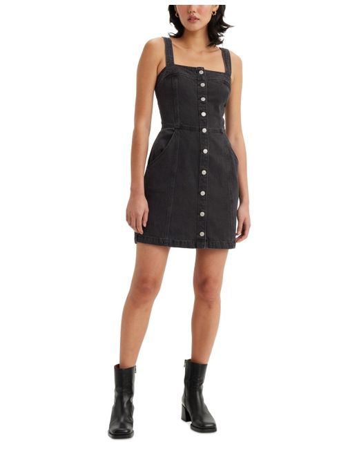 Levi's Black Drea Cotton Button-front Sleeveless Dress