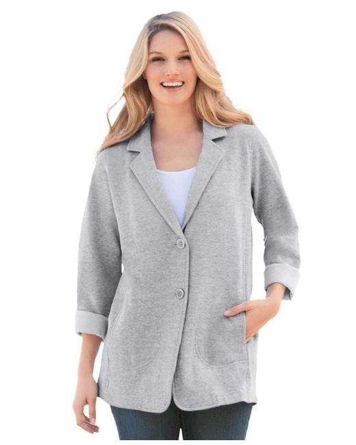 Woman Within Gray Within Knit Blazer