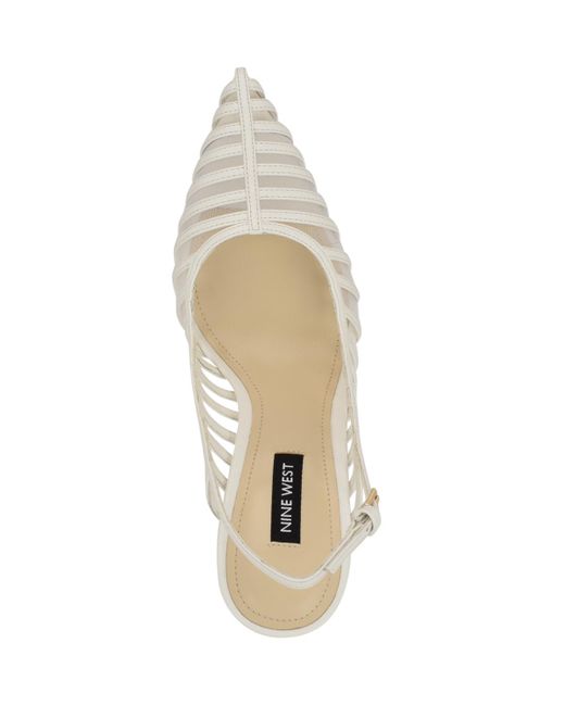 Nine West White Filane Stiletto Heel Pointy Toe Dress Pumps