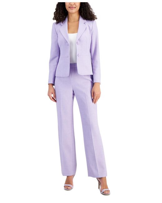 Le Suit Purple Notch-collar Pantsuit