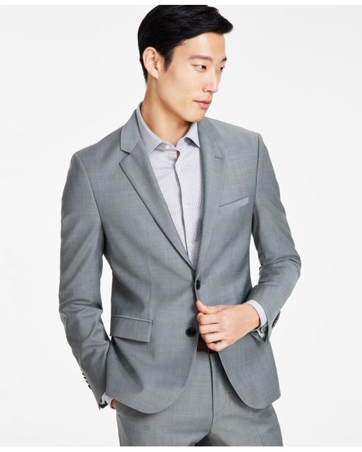 HUGO Gray By Boss Modern Fit Superflex Suit Jacket for men