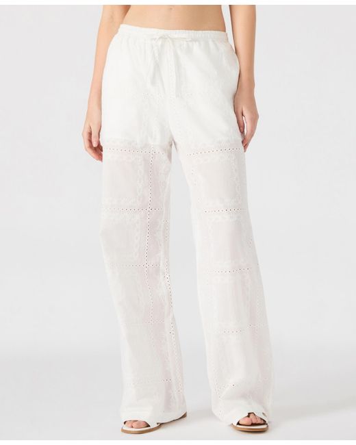Steve Madden White Crissy Eyelet Patchwork Pants