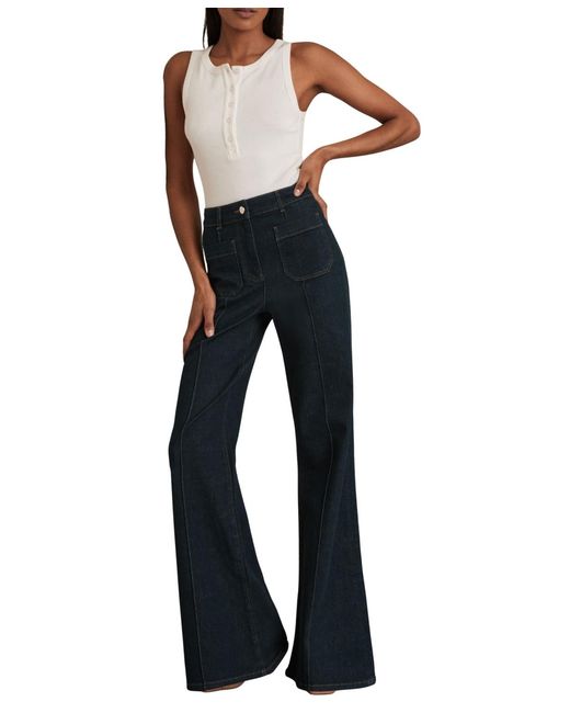 Reiss Blue Patch-pocket Flared Jeans